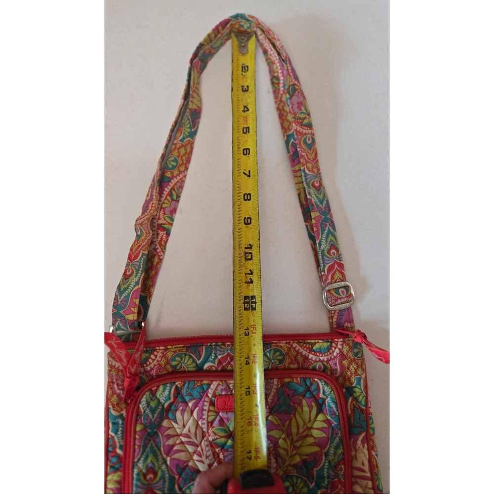 Vera Bradley‎ Quilted Paisley Crossbody Bag Red Pink Green Blue Adjustable Strap - Picture 7 of 8